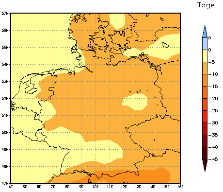 Gebietsmittel dieses Klimalaufs: -6 Tage