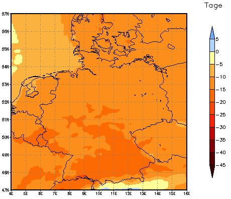 Gebietsmittel dieses Klimalaufs: -15 Tage