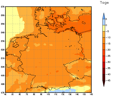 Gebietsmittel dieses Klimalaufs: -12 Tage