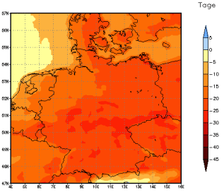 Gebietsmittel dieses Klimalaufs: -22 Tage