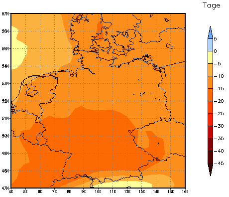 Gebietsmittel dieses Klimalaufs: -16 Tage