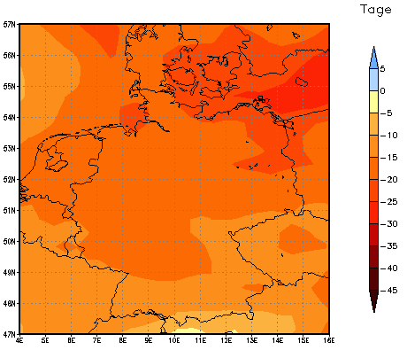 Gebietsmittel dieses Klimalaufs: -16 Tage