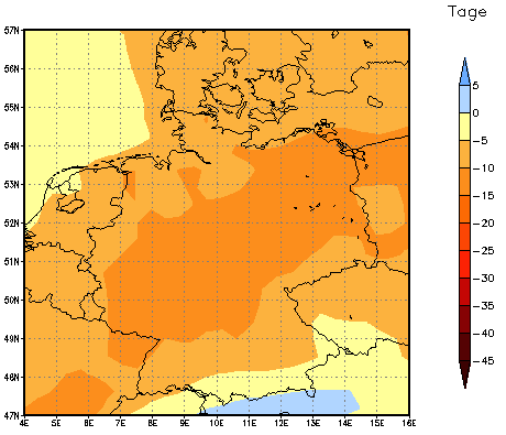 Gebietsmittel dieses Klimalaufs: -9 Tage