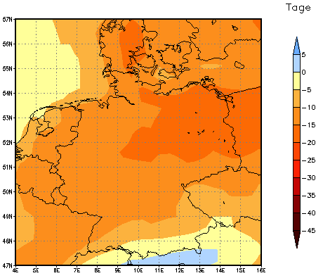 Gebietsmittel dieses Klimalaufs: -12 Tage