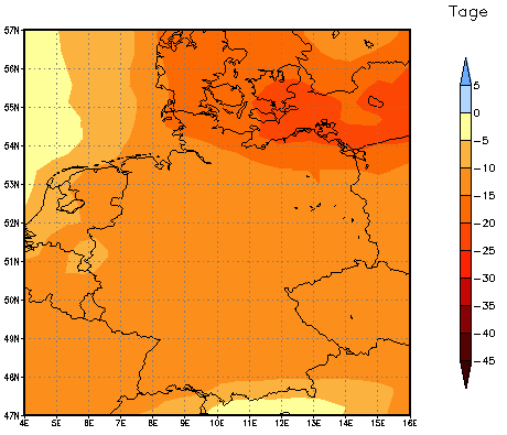 Gebietsmittel dieses Klimalaufs: -11 Tage