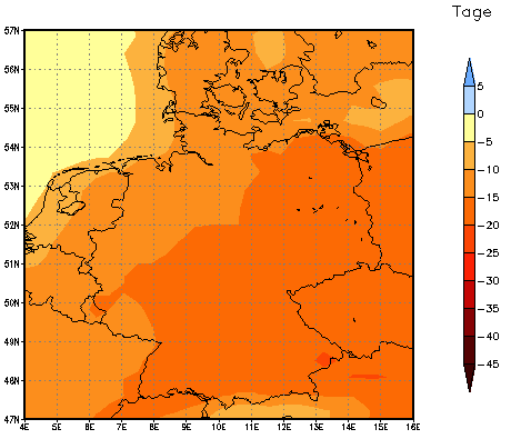 Gebietsmittel dieses Klimalaufs: -15 Tage