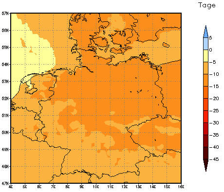 Gebietsmittel dieses Klimalaufs: -12 Tage