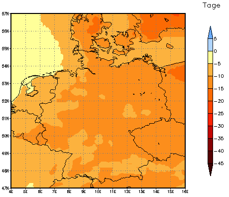 Gebietsmittel dieses Klimalaufs: -11 Tage