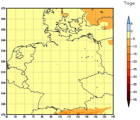 Gebietsmittel dieses Klimalaufs: -4 Tage