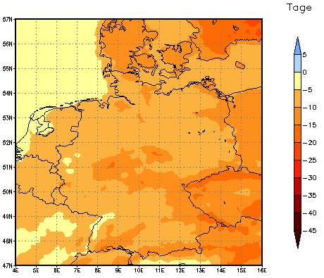 Gebietsmittel dieses Klimalaufs: -10 Tage