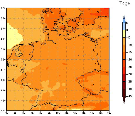 Gebietsmittel dieses Klimalaufs: -13 Tage