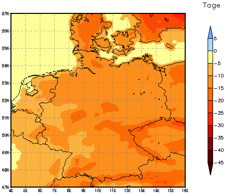 Gebietsmittel dieses Klimalaufs: -13 Tage