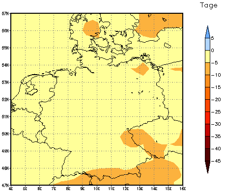 Gebietsmittel dieses Klimalaufs: -3 Tage