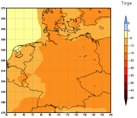 Gebietsmittel dieses Klimalaufs: -11 Tage