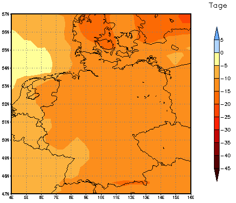 Gebietsmittel dieses Klimalaufs: -13 Tage