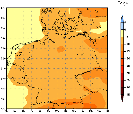 Gebietsmittel dieses Klimalaufs: -9 Tage