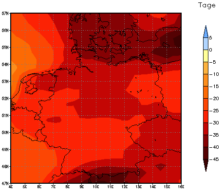 Gebietsmittel dieses Klimalaufs: -33 Tage