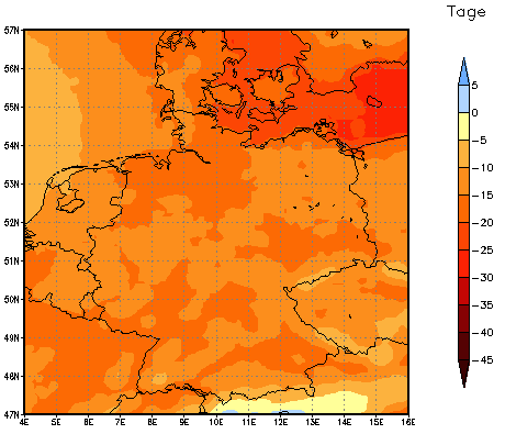 Gebietsmittel dieses Klimalaufs: -16 Tage