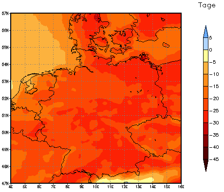 Gebietsmittel dieses Klimalaufs: -23 Tage