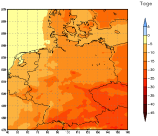 Gebietsmittel dieses Klimalaufs: -13 Tage