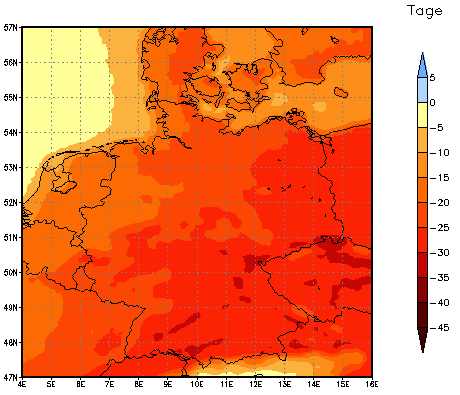 Gebietsmittel dieses Klimalaufs: -25 Tage