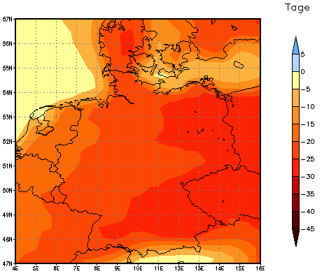 Gebietsmittel dieses Klimalaufs: -21 Tage