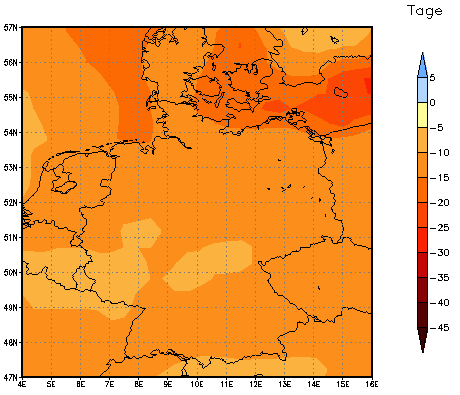 Gebietsmittel dieses Klimalaufs: -13 Tage