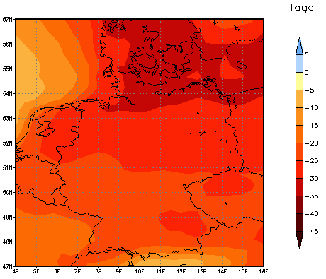 Gebietsmittel dieses Klimalaufs: -23 Tage