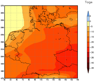 Gebietsmittel dieses Klimalaufs: -21 Tage