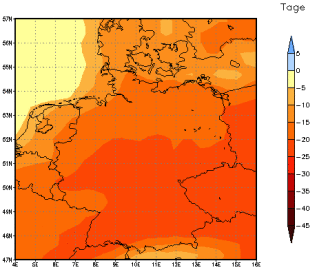 Gebietsmittel dieses Klimalaufs: -22 Tage