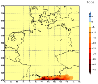 Gebietsmittel dieses Klimalaufs: -1 Tage