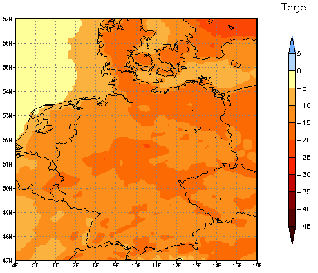 Gebietsmittel dieses Klimalaufs: -15 Tage