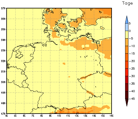 Gebietsmittel dieses Klimalaufs: -5 Tage