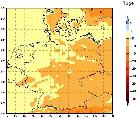 Gebietsmittel dieses Klimalaufs: -4 Tage