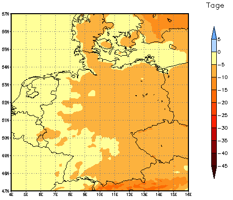 Gebietsmittel dieses Klimalaufs: -6 Tage