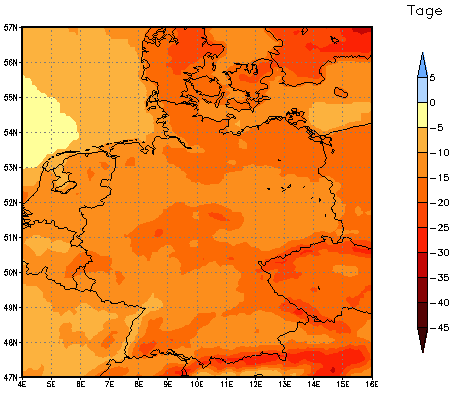 Gebietsmittel dieses Klimalaufs: -16 Tage