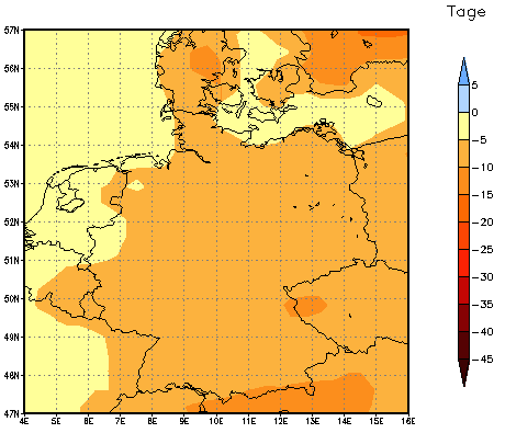 Gebietsmittel dieses Klimalaufs: -6 Tage