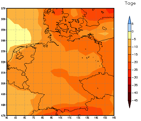 Gebietsmittel dieses Klimalaufs: -16 Tage