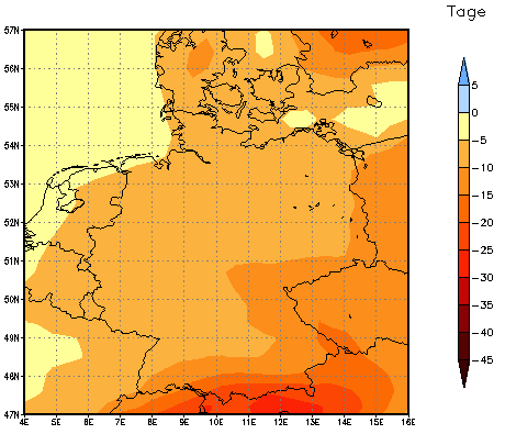 Gebietsmittel dieses Klimalaufs: -10 Tage