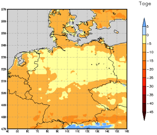 Gebietsmittel dieses Klimalaufs: -4 Tage