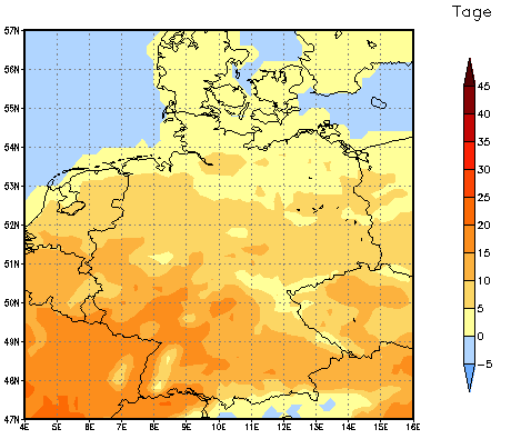 Gebietsmittel dieses Klimalaufs: +8 Tage