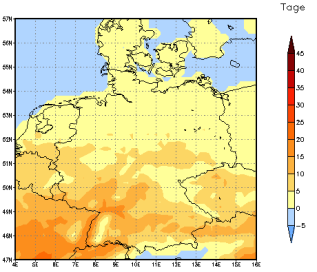 Gebietsmittel dieses Klimalaufs: +5 Tage