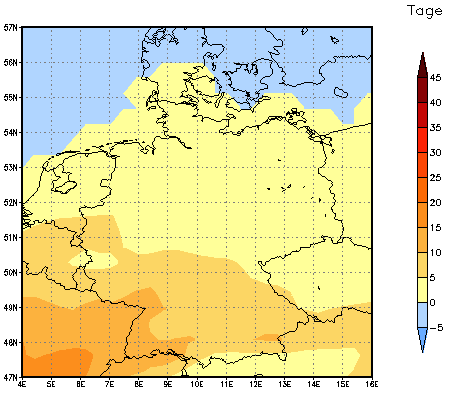 Gebietsmittel dieses Klimalaufs: +5 Tage