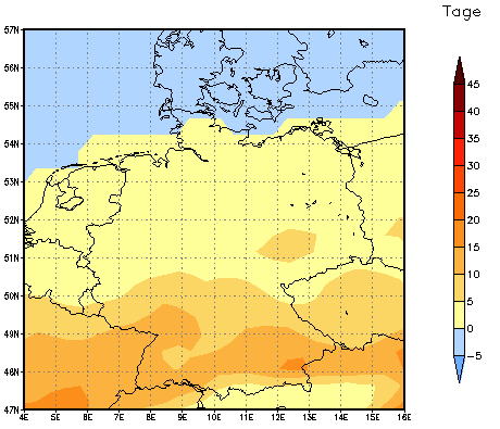 Gebietsmittel dieses Klimalaufs: +5 Tage