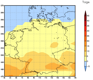 Gebietsmittel dieses Klimalaufs: +5 Tage