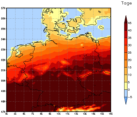 Gebietsmittel dieses Klimalaufs: +43 Tage