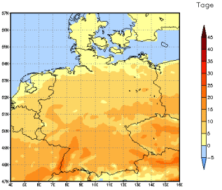 Gebietsmittel dieses Klimalaufs: +10 Tage