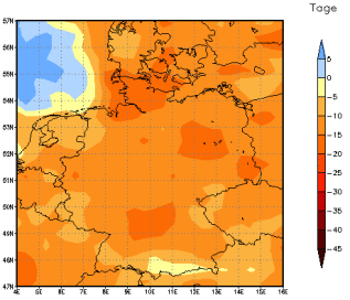 Gebietsmittel dieses Klimalaufs: -13 Tage