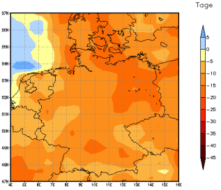 Gebietsmittel dieses Klimalaufs: -16 Tage