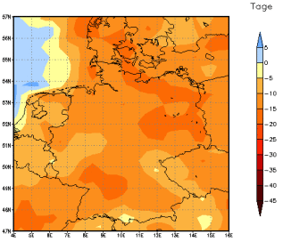 Gebietsmittel dieses Klimalaufs: -13 Tage